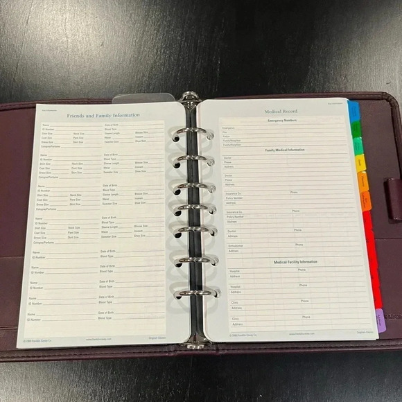 Vintage Franklin Covey Day Runner Style Binder Planner Faux Leather with Inserts - Picture 7 of 15